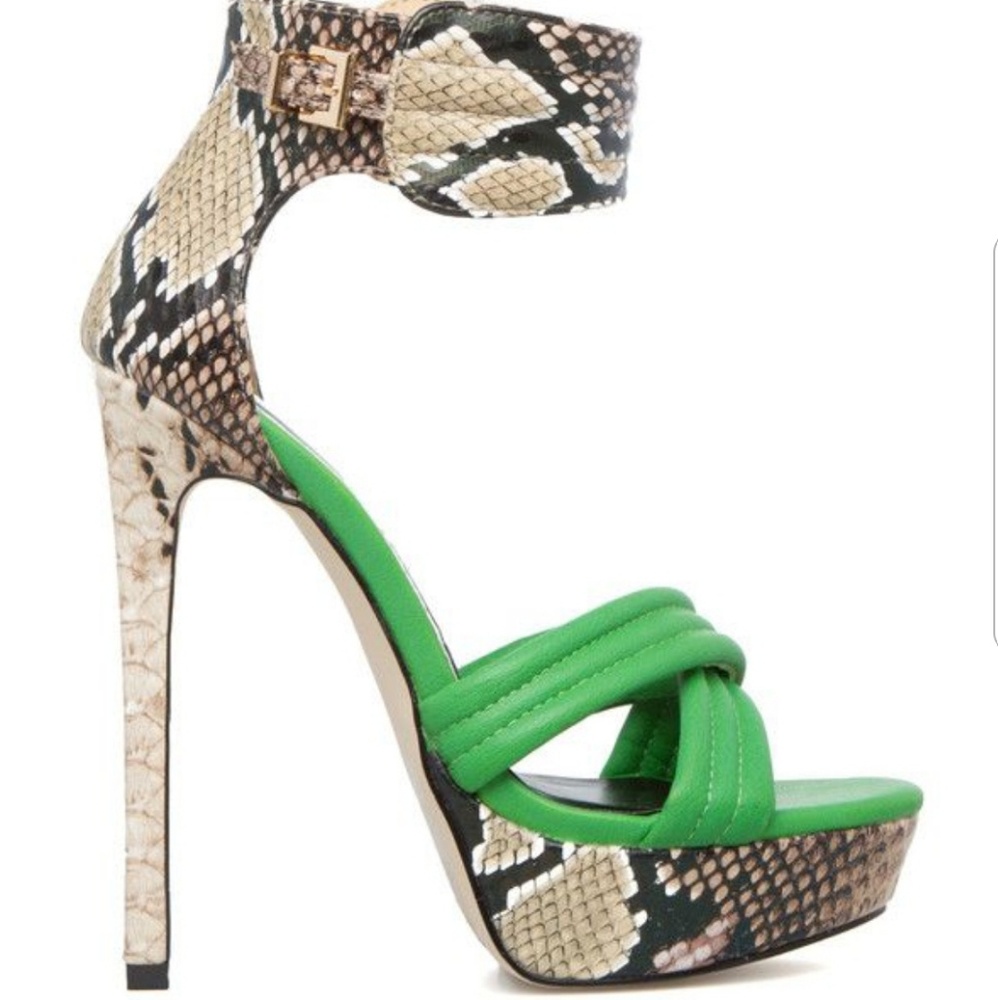 NEW"SCENE" GREEN w/SNAKESKIN ANKLE STRAP
